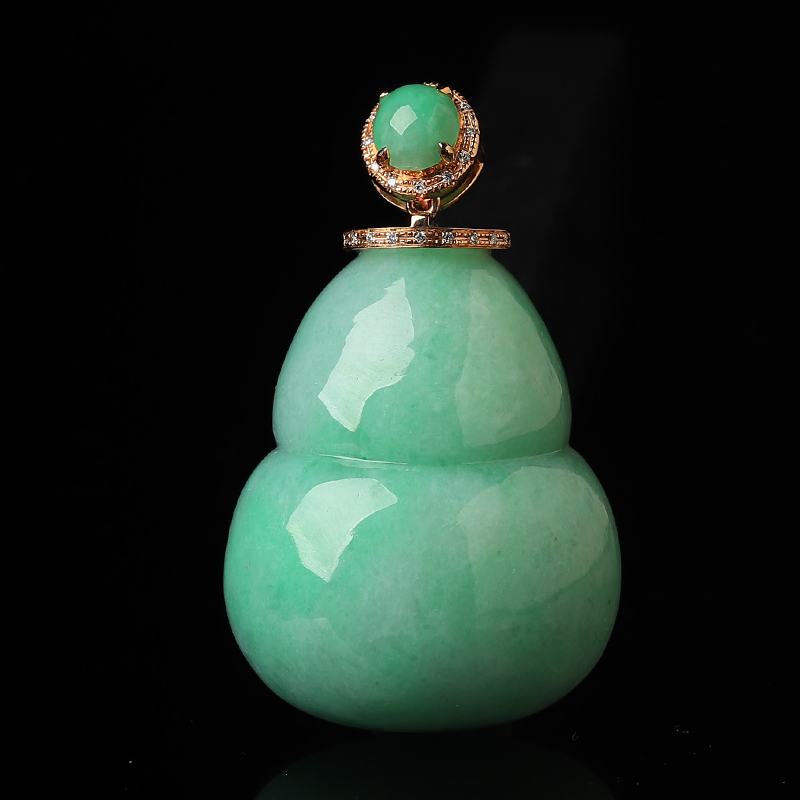 亲宝水晶老料阳绿翡翠葫芦吊坠