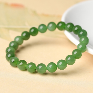 和田玉碧玉手串亲宝水晶天然苹果绿碧玉手链女款 玉石饰品送女友