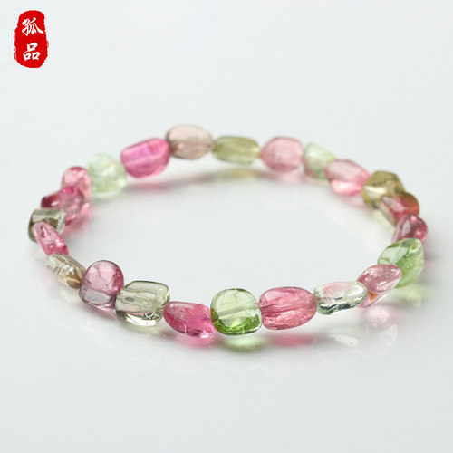 冰种彩虹碧玺手串随形手链