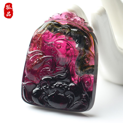 冰种西瓜碧玺吊坠饰品