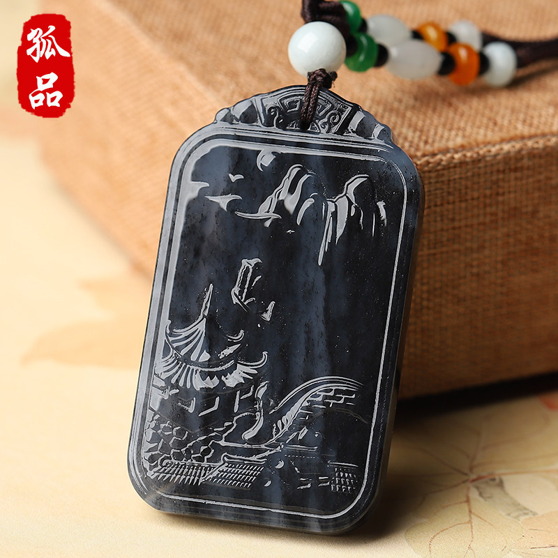 【孤品】墨染天香-青花籽料和田玉吊坠亲宝水晶女款项链饰品礼物