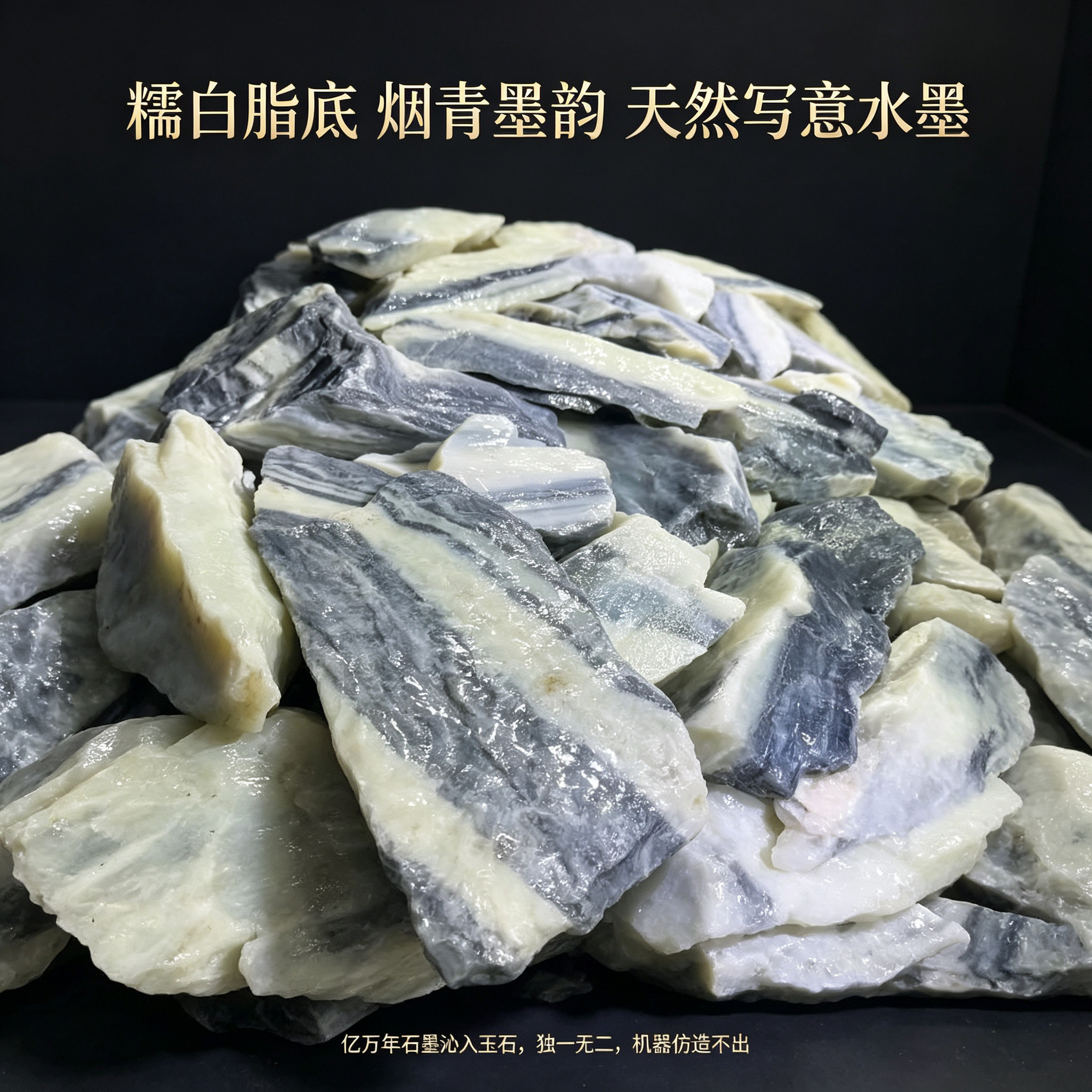 亲宝水晶天然和田玉青花多款籽料山料黑白分明手镯手链项链吊坠