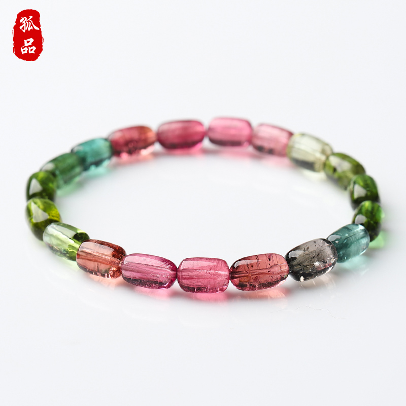 收藏级高冰碧玺桶珠手链