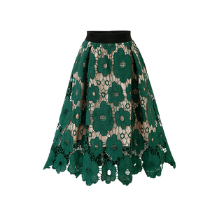 欧洲站时尚 夏季 新品 女装 skirt 百搭蕾丝半身裙显瘦A字短裙Short