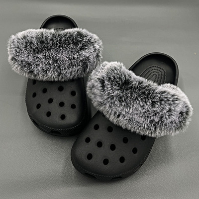 秋冬洞洞鞋配饰暖棉毛绒鞋带套