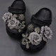 品质花朵搭配套装 饰配件卡扣适配crocs高级感鞋 配饰装 黑色洞洞鞋