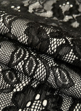 双层复合黑色蕾丝面料高档春秋款民族风旗袍礼服时装手工diy布料