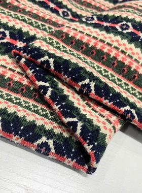 进口针织混纺羊毛印花布料高档定制轻奢时尚礼服装设计师手工布料