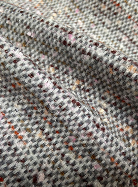 新品春秋款高端大牌小香风粗花羊毛呢面料高档时服装手工diy布料