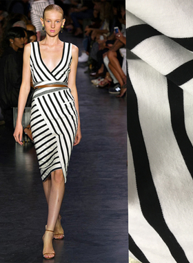 XXXD进口色织黑白条纹全棉纯棉针织布料面料服装手工DIY布料面料