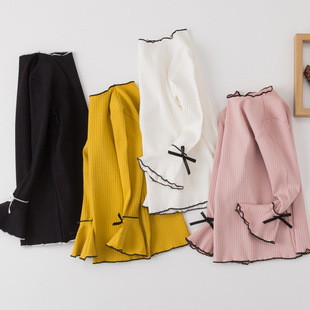 4韩版 2019长袖 喇叭袖 打底衫 11岁 女童春秋季 女t恤荷叶边上衣3 新款