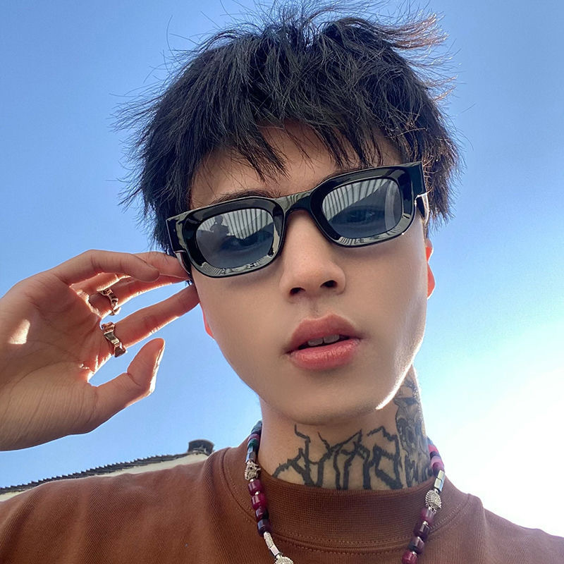 潮男方形复古凹面太阳镜学生登山跑步墨镜女开车骑行痞帅防晒眼镜