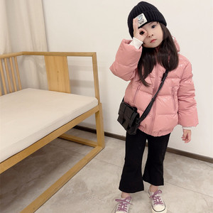 亮面免洗儿童羽绒服新款加厚短款连帽宝宝冬季女童中小童冬装清仓