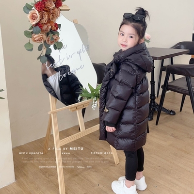 长款加厚儿童黑金羽绒服