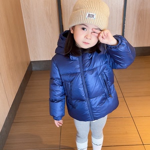 黑色儿童超轻羽绒服加厚短款2023新款女童冬款大童红色男童面包服