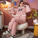 珊瑚绒三层加厚夹棉保暖法兰绒家居服套装 雪俐睡衣冬季 女2025新款