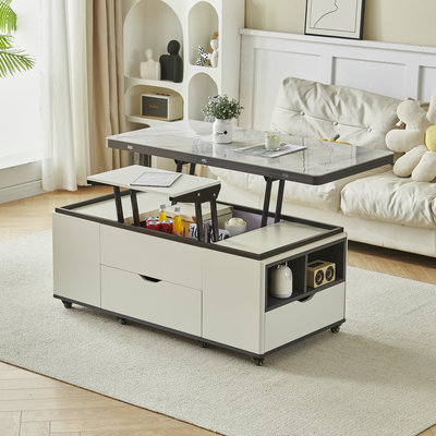 岩板可移动升降茶几多功能