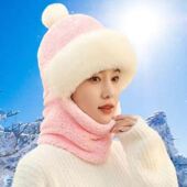 雪天包头新款 防寒护耳帽子冬天围巾套头一体棉帽帽面罩加绒加厚