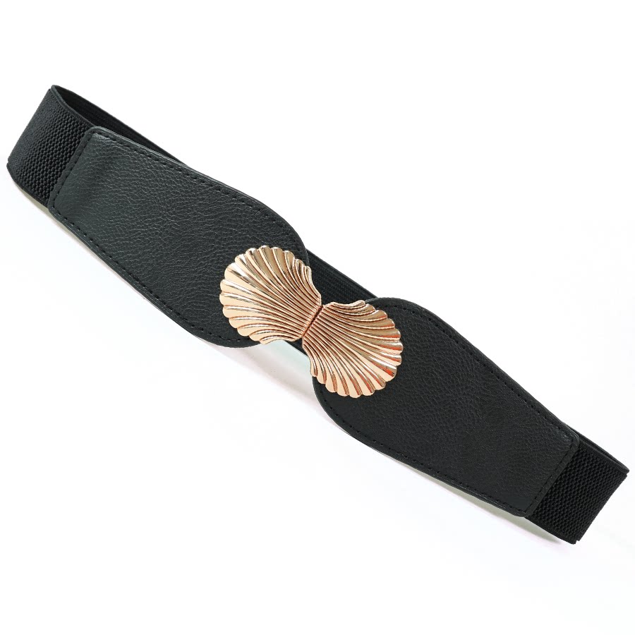 韩国贝壳花朵束腰松紧弹力腰带腰封装饰连衣裙甜美对扣皮带腰饰