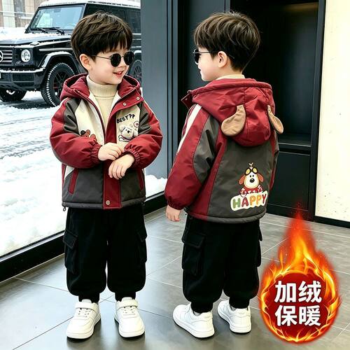 德国男童冬季加绒加厚派克棉服