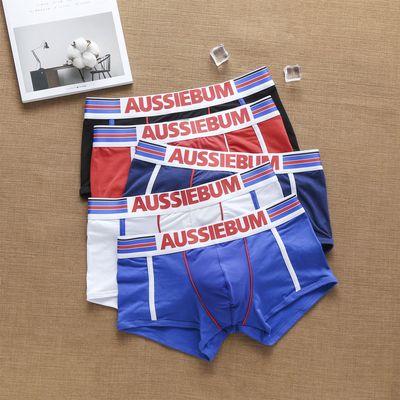 aussiebum男士时尚超酷美队配色纯棉平角裤学生青年裤衩
