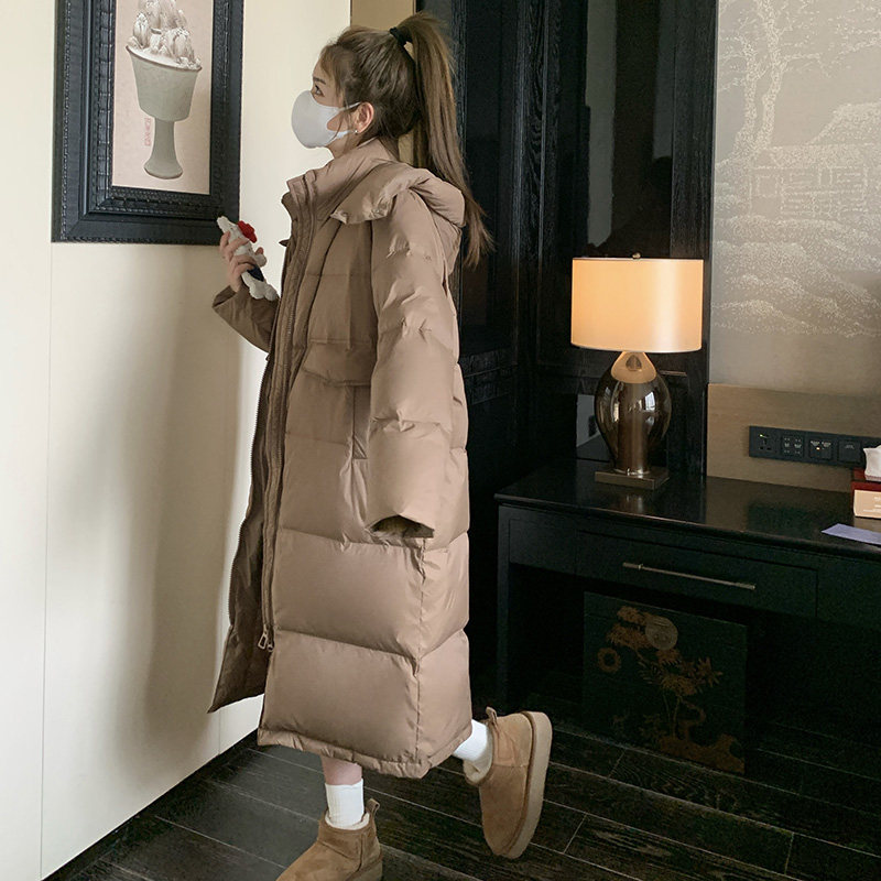 过膝中长款棉服女2025新款冬季加厚保暖连帽韩版咖色小个子棉衣潮,女装/女士精品,棉衣/棉服,淘宝优惠券,粉丝福利购,淘宝优惠卷