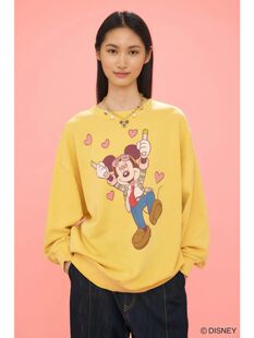 米奇双面印花毛圈宽松圆领 猫西纯元 卫衣 25秋冬 日本专柜限定