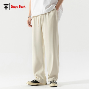 A ape Park休闲裤男款阔腿裤冰丝裤子西裤夏季长裤宽松直筒裤垂感