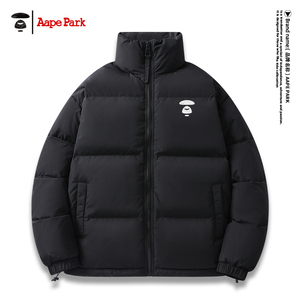 A ape Park冬季新款羽绒服男生潮牌立领轻薄外套冬天保暖鸭绒衣服