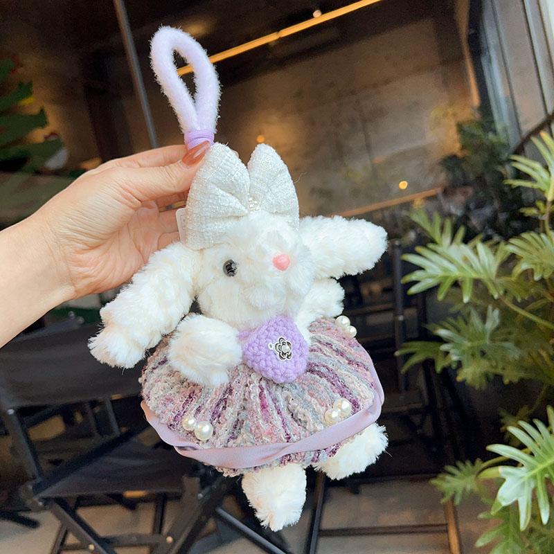 新款百搭网红同款垂耳垂耳兔挂件香芋紫小裙子玩偶包包挂件钥匙扣