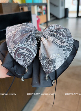 YFQ1088 《佛罗伦萨》欧美风印花气质蝴蝶结马尾抓夹发夹