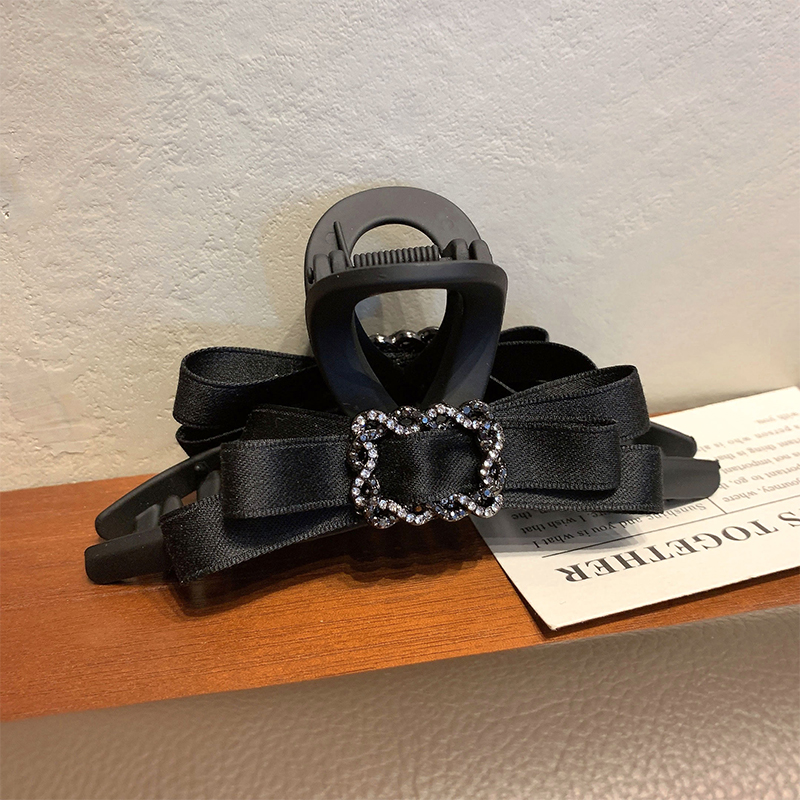 13cm大号抓夹韩版时尚黑色布艺蝴蝶结发夹发抓气质OL发饰鲨鱼夹女