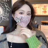 自带美颜拍照用口罩 饰透气面罩饰品 超闪水晶蝴蝶蕾丝防晒网红装