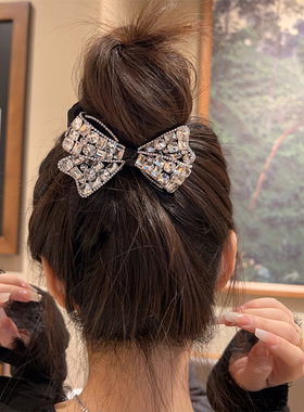 不能错过~韩版水钻甜美镶钻超闪蝴蝶结大肠发圈扎马尾丸子头女