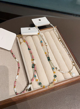 3.21号直播新款 2025网红潮流配饰 天然彩色混搭晶石项链 好看