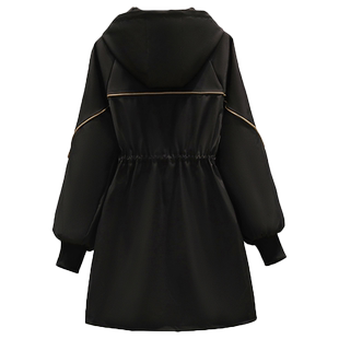 大码女装长袖百搭连帽外套女2026春秋新款初高中学生中长宽松外衣