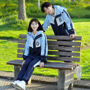 加绒冲锋衣外套情侣男女秋冬新款 初中高中学生运动会班服三件套装