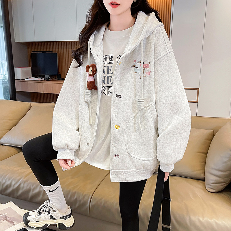 巨好看连帽开衫卫衣女2026春秋新款初高中学生小众腊肠狗刺绣外套,女装/女士精品,短外套,淘宝优惠券,粉丝福利购,淘宝优惠卷