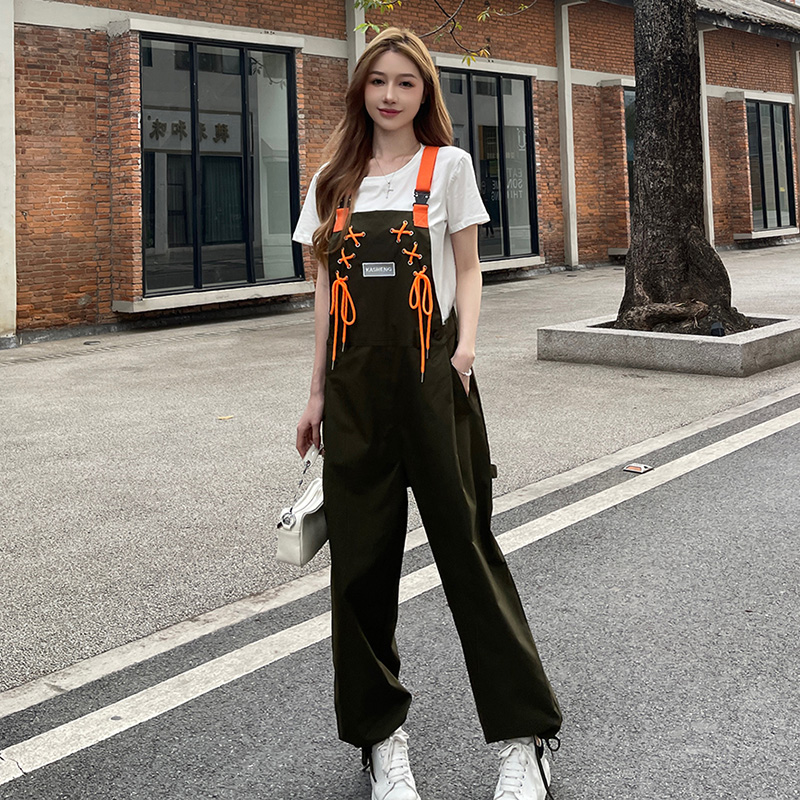 高腰韩版社影家长裤背带裤套装
