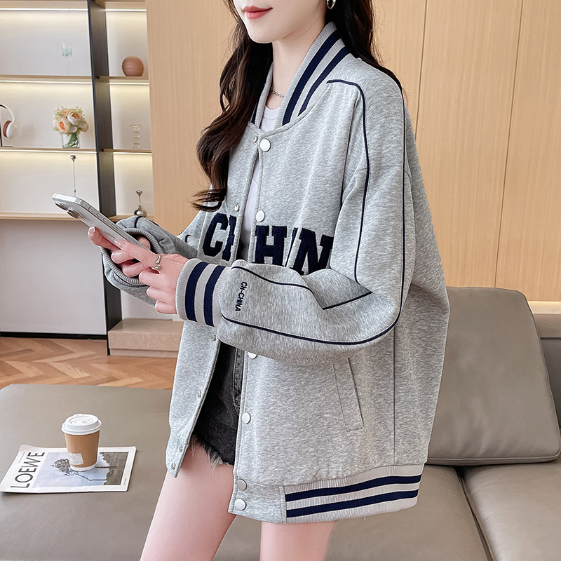 棒球服外套少女2026秋冬新款初高中学生美式刺绣潮牌运动开衫卫衣图片