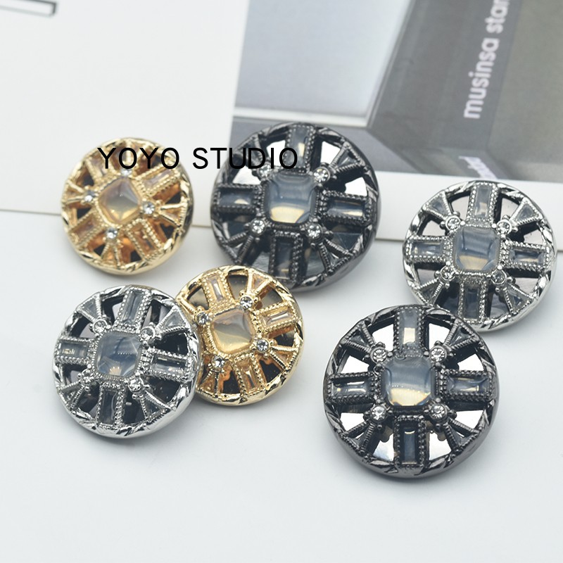 小香镂空镜面金属圆形百搭外套毛衣开衫针织衫纽扣毛呢西装装饰扣