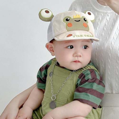儿童帽子夏季薄款透气网眼可爱超萌鸭舌帽男女宝宝遮阳防晒棒球帽