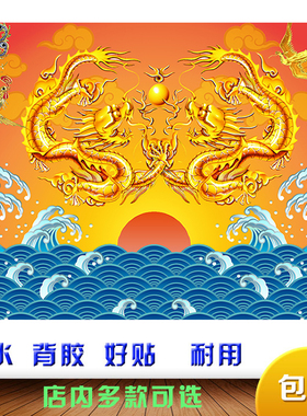 金龙画吉祥祥瑞之气双龙戏珠海报客厅装饰画玄关挂画办公室中堂画