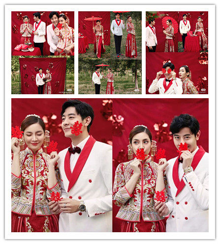 喜字古装中式中国风婚纱摄影拍照道具窗花贴双喜影楼复古扇口红纸