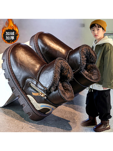KFT脚王男童棉鞋冬季防水防滑东北2025新款加绒加厚保暖雪地靴中