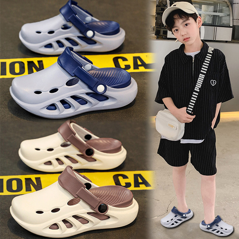 男童洞洞鞋防滑防臭外穿拖鞋2026夏季款泼水节儿童运动包头中大童