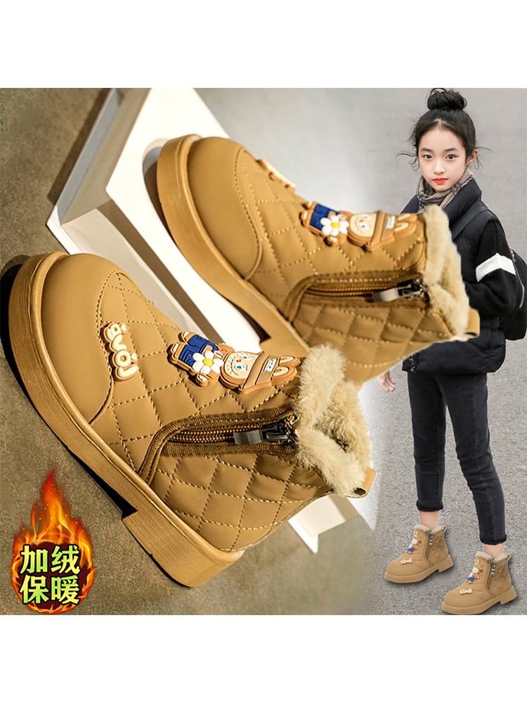 KFT脚王童鞋女童棉靴2025新款儿童加绒保暖雪地靴中大童女孩防滑