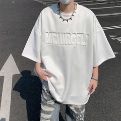 美式高街重磅短袖T恤男夏季潮牌痞帅炸街衣服大码男装宽松半截袖