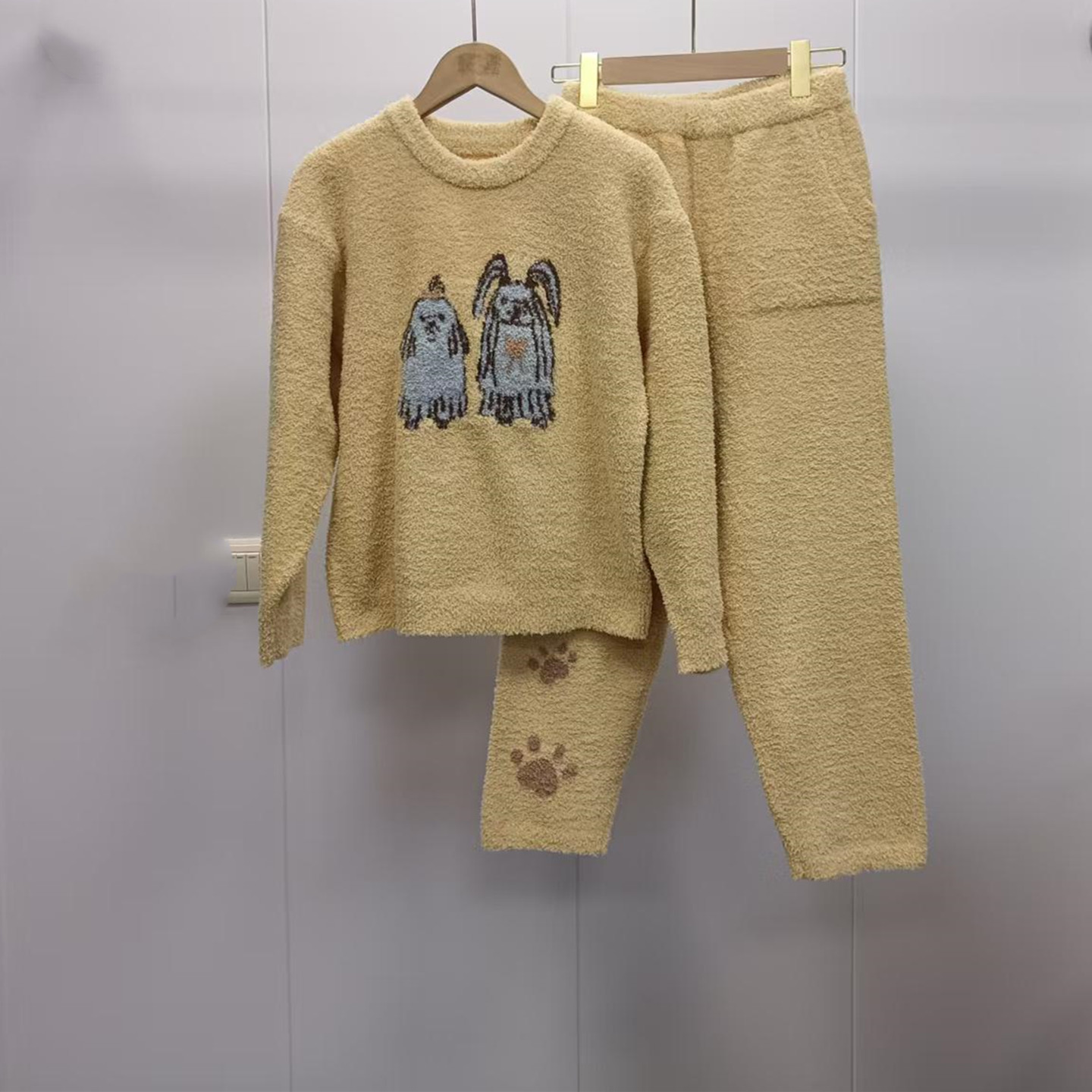 冬季新款软绵绵半边绒软萌可爱男女童款家居服睡衣套装