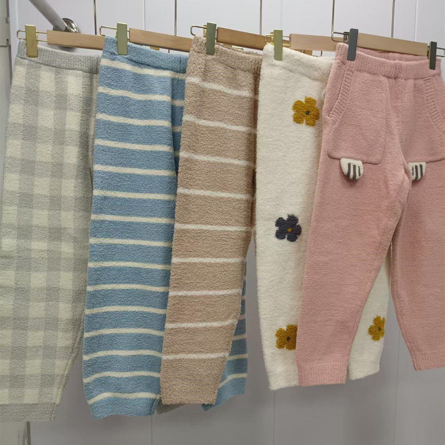 福利秋冬软绵绵半边绒儿童家居裤